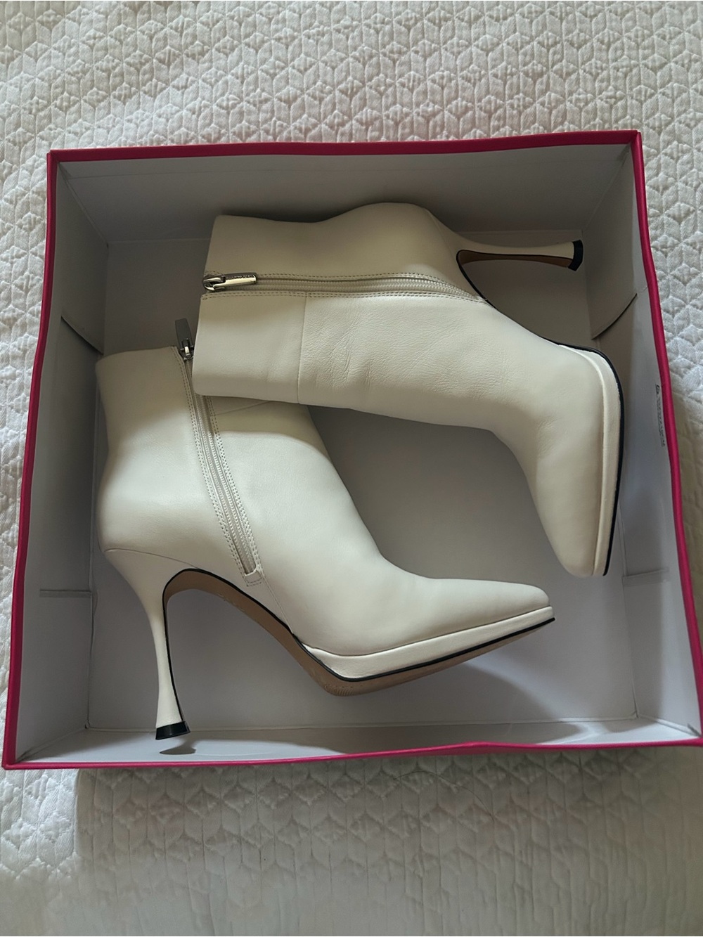 Vince Camuto White Pointed Toe Stiletto Ankle Boots